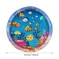 100cm square blue ocean theme water playmat for cats with floating fish toys on PVC surface