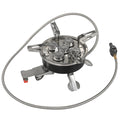 Silver stainless steel split camping stove with copper fittings and 100cm hose