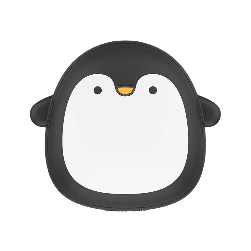 Cartoon penguin and polar bear USB rechargeable electric hand warmer showing dimensions