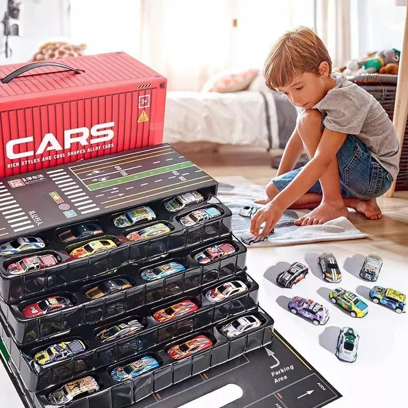 Children's alloy warrior toy car set with metal cars, 37x14.5x14.5cm, plastic construction, ages 7-14