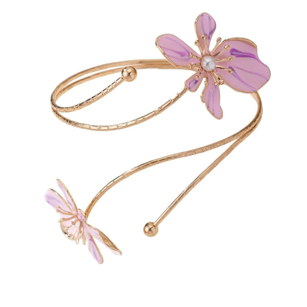 Alloy arm ring with hollow armband pattern in pink and purple colour options