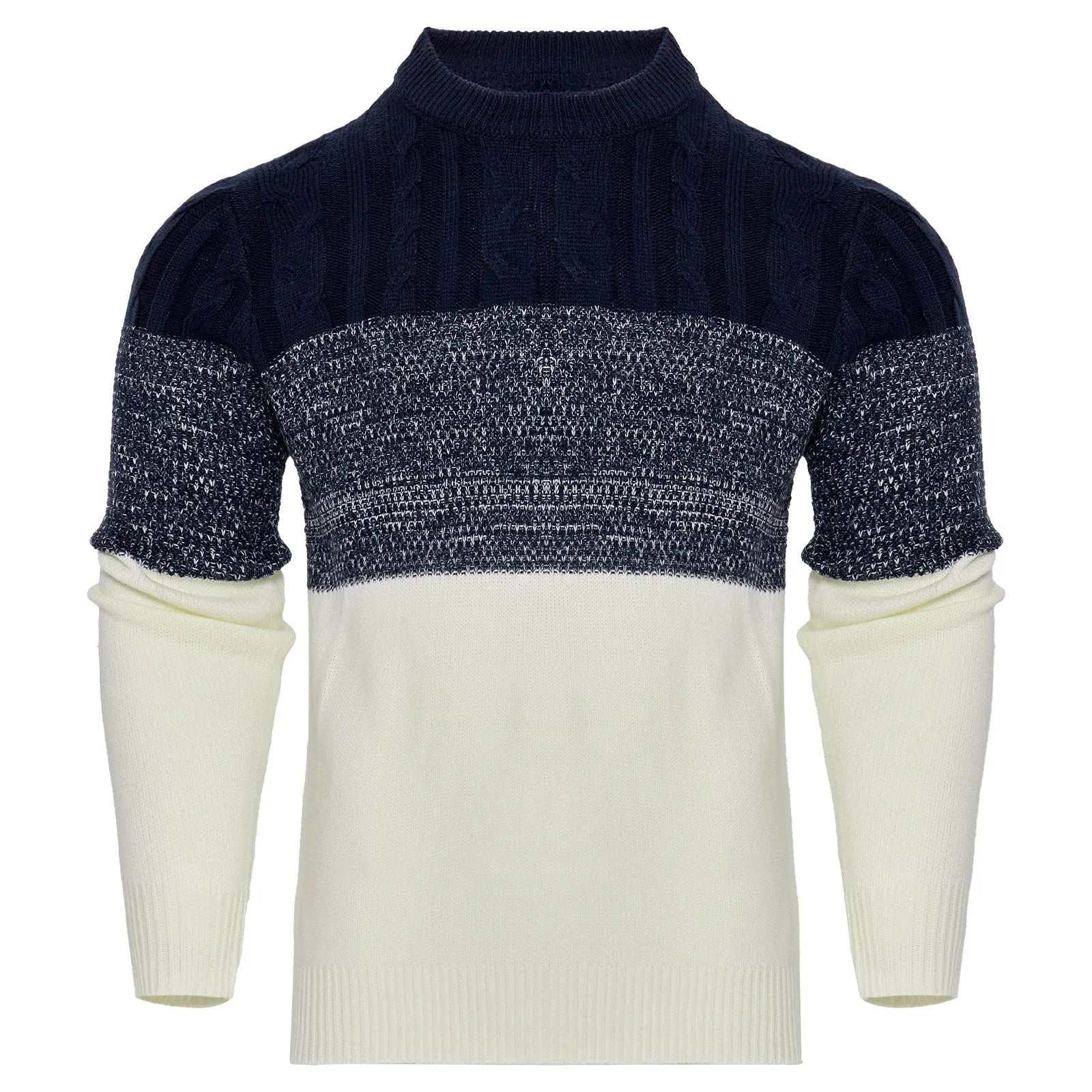 Men's knitted crew neck pullover sweater in long sleeves for winter