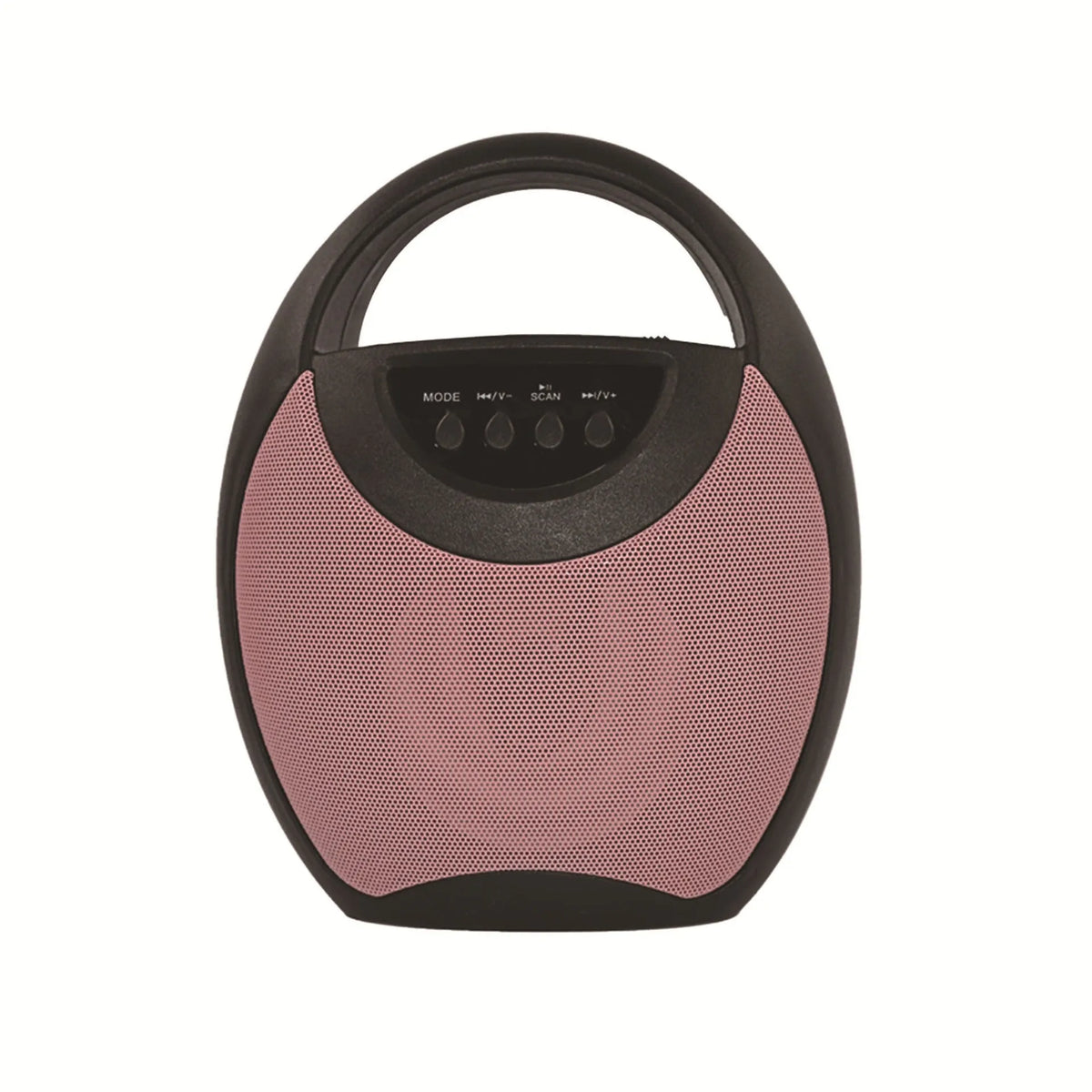 Portable Bluetooth speaker in black, blue, or pink with USB port and playback controls