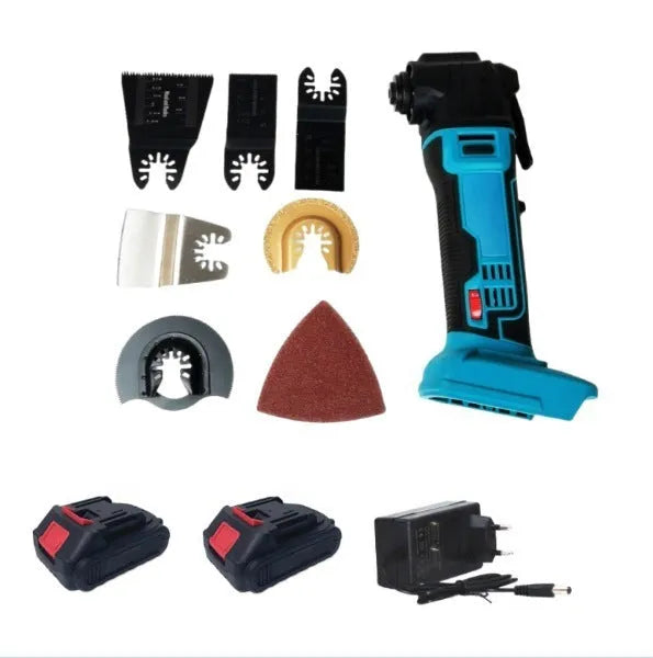 Rechargeable metal lithium battery trimming machine with accessories in a plastic storage box.