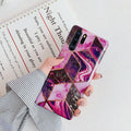 Electroplated marble Huawei phone case in TPU back cover design for Mate and P series smartphones