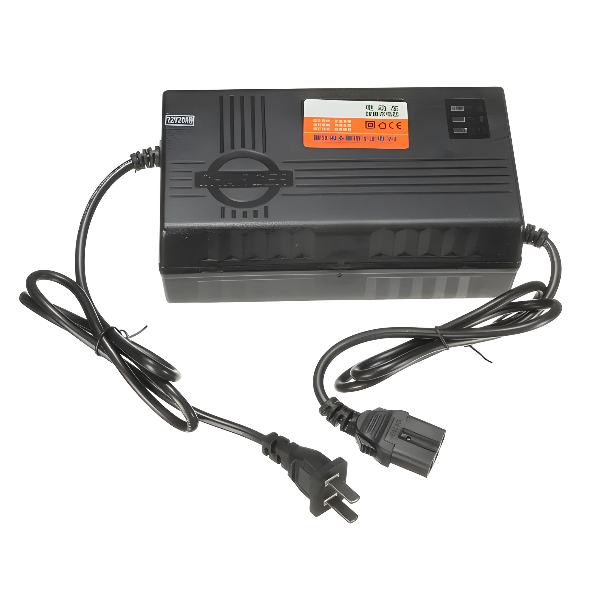 Black 72V20AH electric car charger with 2.5A output and compact 165mm design for lead-acid batteries