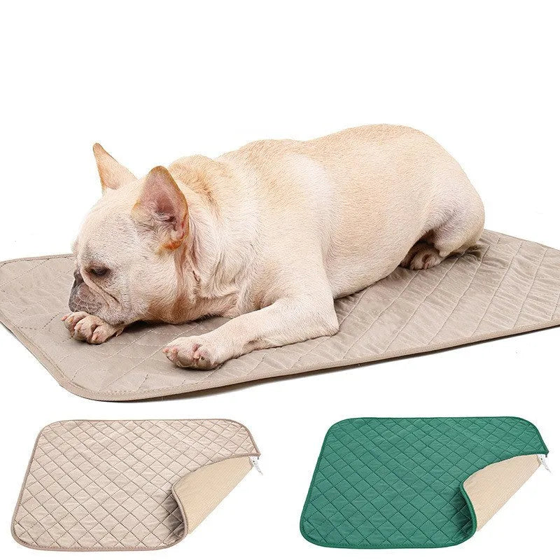 Bamboo fibre pet training pad in green or beige, fixed-point dog mat in sizes S M L