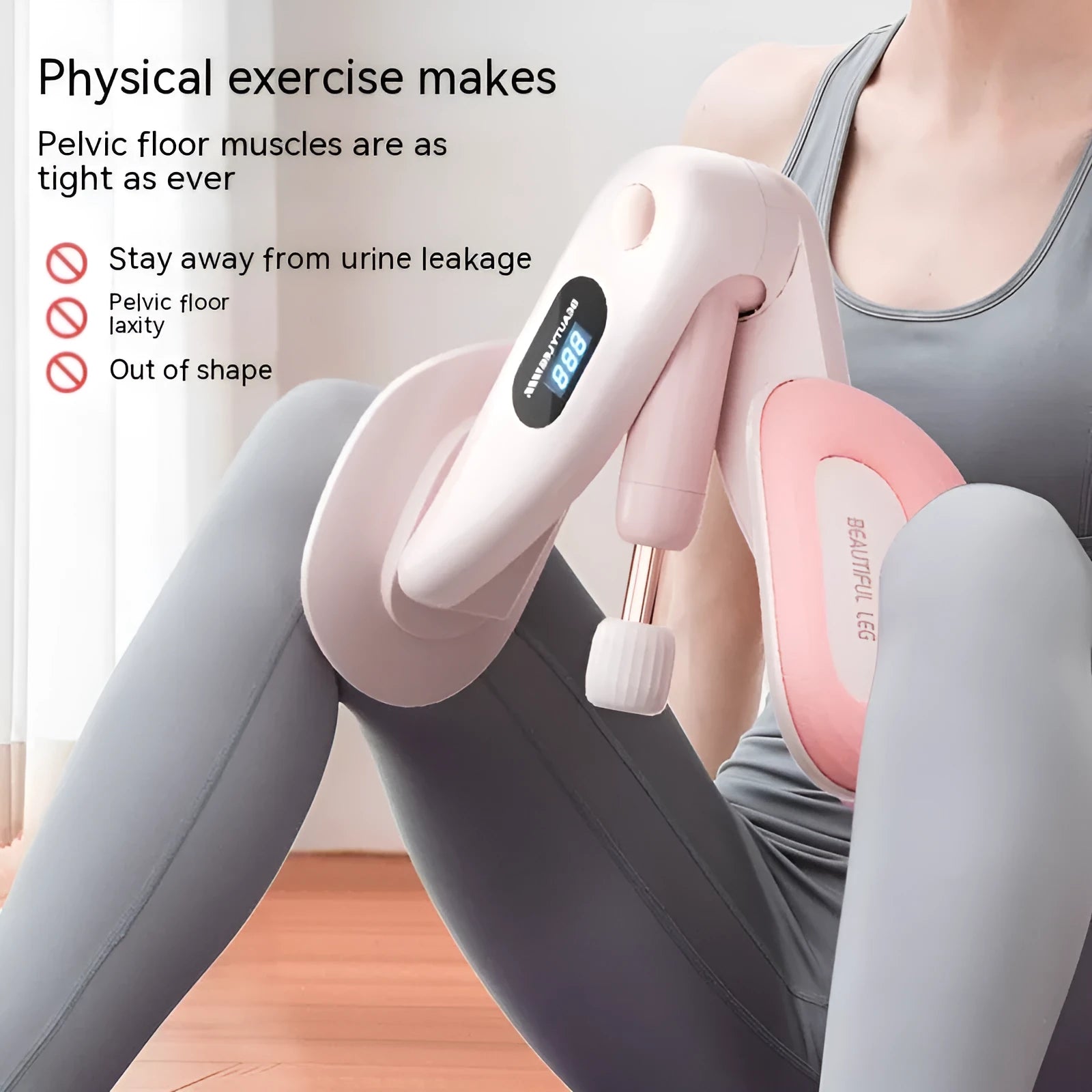 Pelvic floor muscle counter training device in blue, grey, green or pink colours