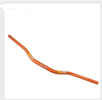 Orange aluminium motorcycle handlebar with 28mm clamp area showing 80cm width measurement