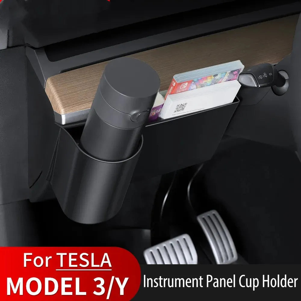 Tesla Model 3 and Model Y dashboard water cup holder accessory with handle