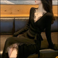 Black solid colour women's woolen princess dress skirt in slim fit free size