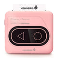 Avocado green coloured portable Bluetooth thermal mini printer next to a mobile phone