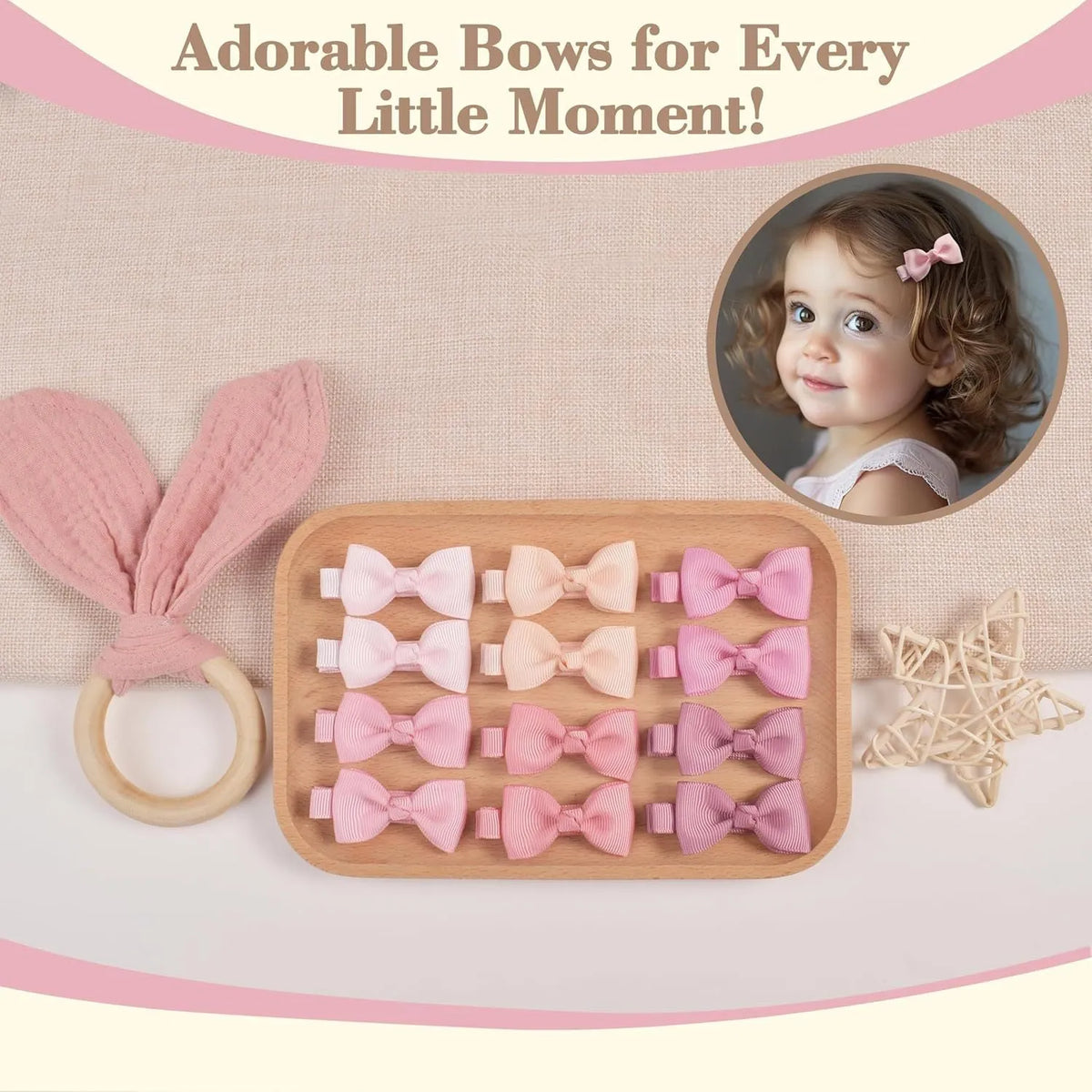 Pastel coloured fully lined hair clips for infants and toddlers including barrettes and bows