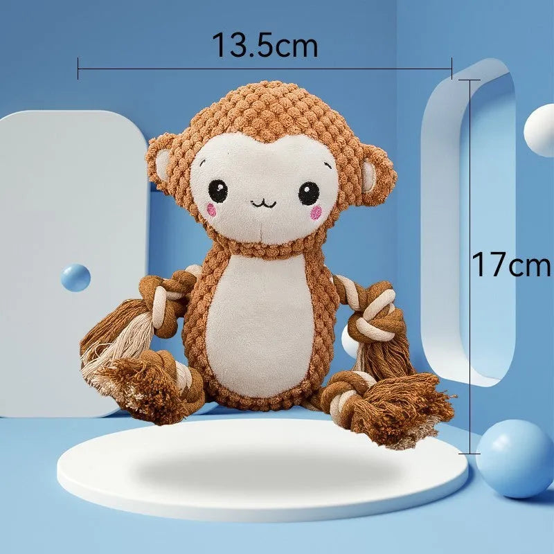 Lion and monkey stuffed squeaky dog toys bundle with plush fabric for medium and large breed dogs