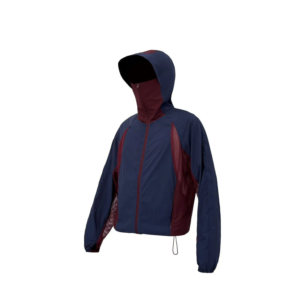 Mesh stitching sun protective clothes in desert brown, a thin nylon UV protection garment.