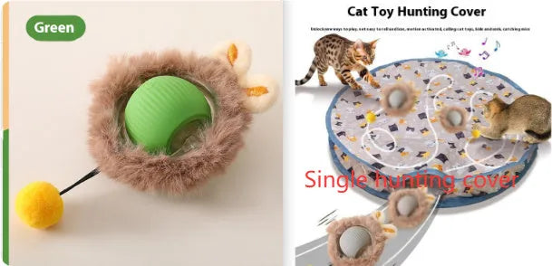 Silicone cat rolling ball toy in three colour options for self-play and feline entertainment