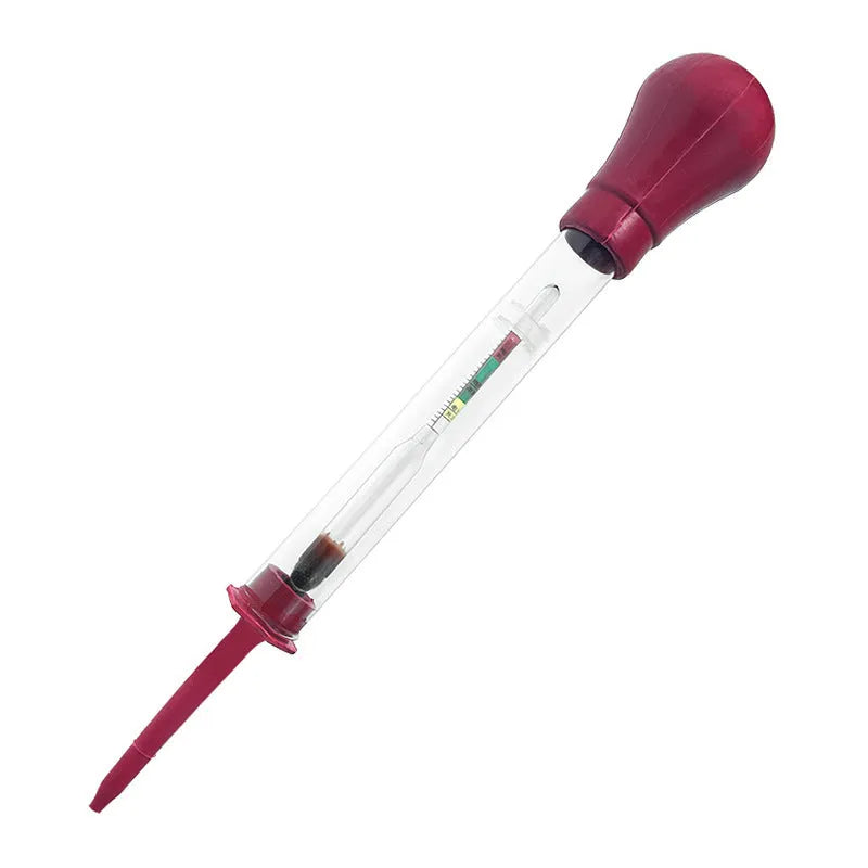 Red and black electrohydraulic hydrometer for automotive battery electrolyte density measurement