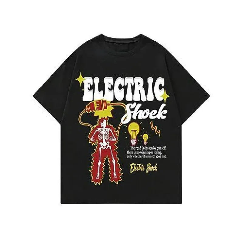 Men's printed street short-sleeved sports T-shirt in polyester fabric with digital pattern design