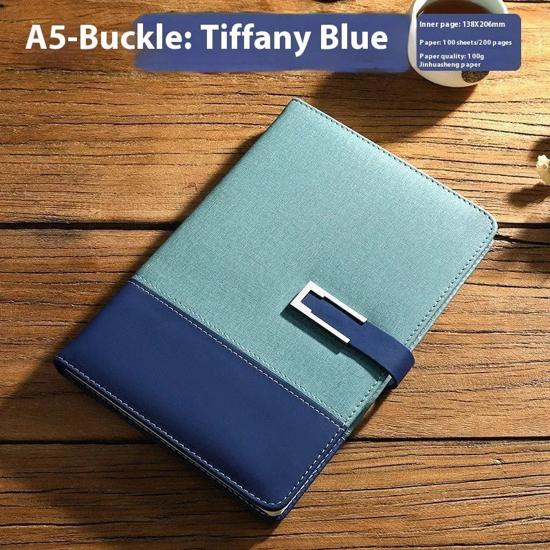 A5 soft leather notebook in business brown colour with pu cover and wood-free paper pages