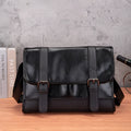 Black Korean style men's commuter backpack with anti-theft design and contrast stitching