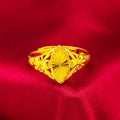 Gold electroplated brass ring with open diamond flower design and alluvial texture pattern