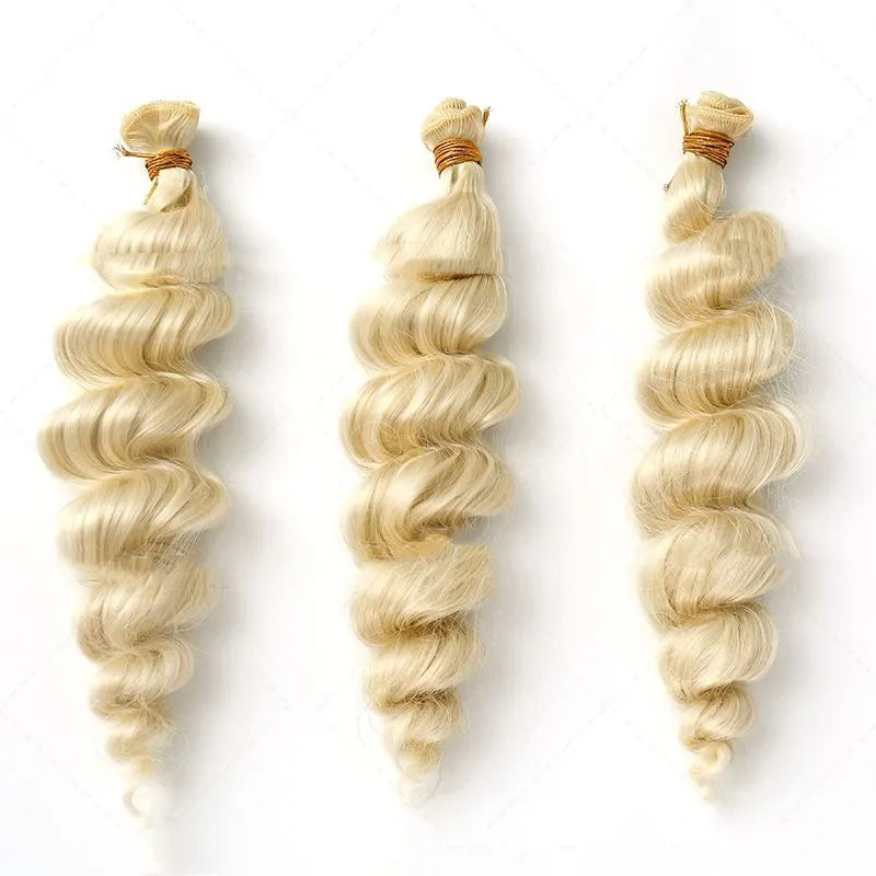 Golden chemical fibre hair weft wig for women in three length options