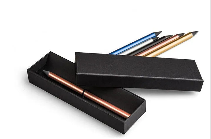 Inkless metal pen with alloy nib in silver, gold, rose gold, black or blue colour options