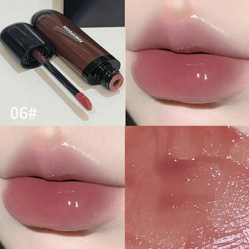 Black Shiny Makeup Mirror Lip Lacquer in six colour options with glossy finish