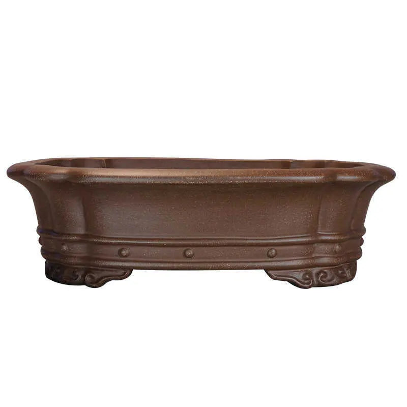 Handmade purple clay rectangular begonia flower pot antique design 51x41x14cm