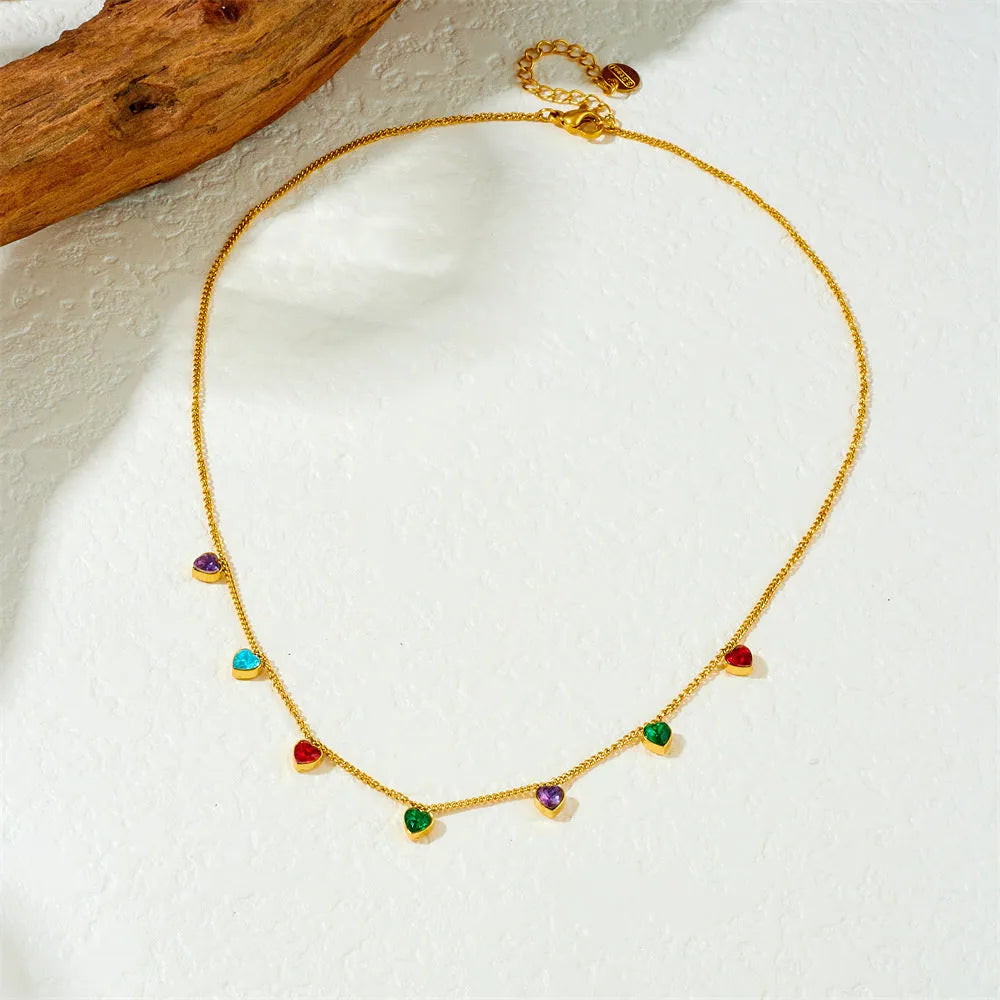 Women's gold-plated stainless steel necklace with heart pendant on 41-50cm chain