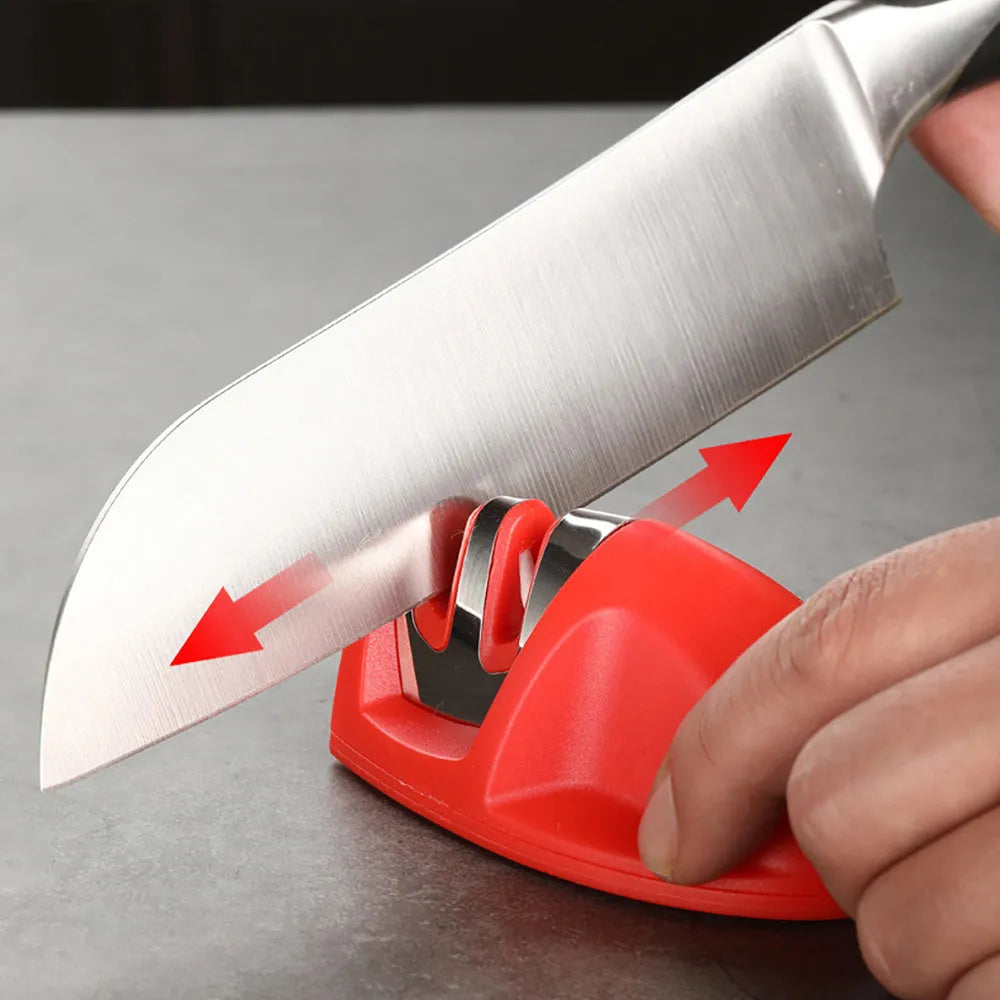 Mini two-stage knife sharpener in PP and 201 stainless steel, mouse-shaped, shown in one of ten colour options.