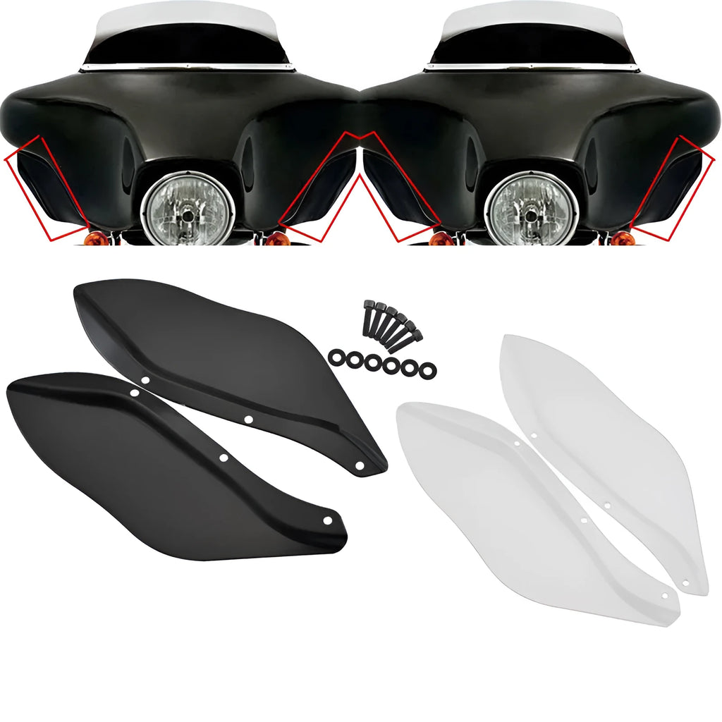 ABS side wing head covers for Harley-Davidson touring motorcycles in black or transparent