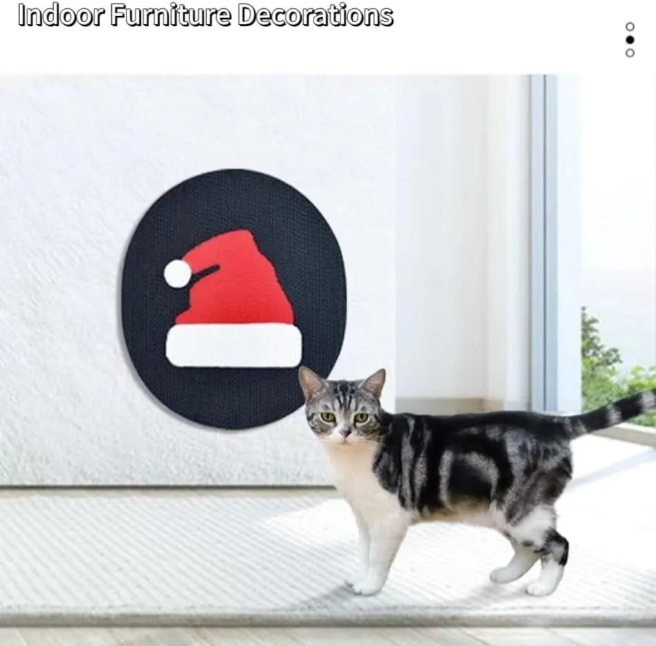 Wall mounted cat scratching pad with corrugated cardboard surface measuring 35cm by 44cm