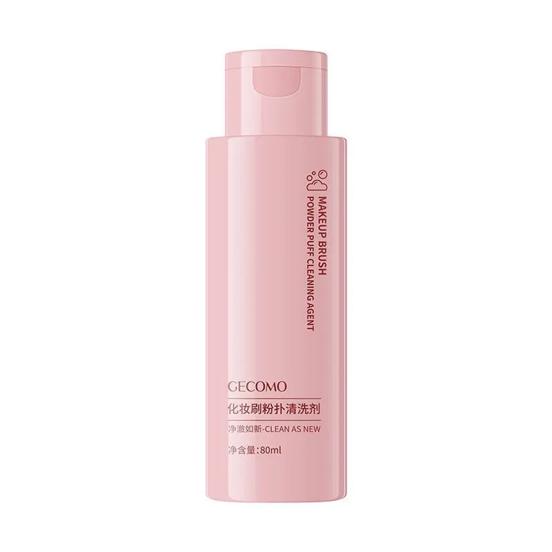 Makeup brush cleaner set with 80ml liquid bottle and 75ml spray bottle for beauty blenders and powder puffs