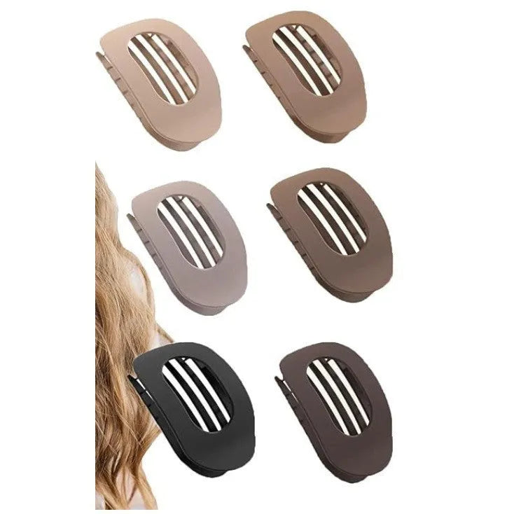 Six rose red plastic hair clips with a frosted grip and pointed toe B-style design.