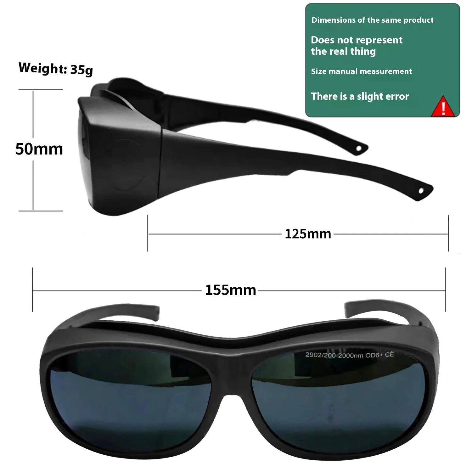 Photon skin rejuvenation laser protection goggles with PC construction for 200-2000nm wavelength coverage