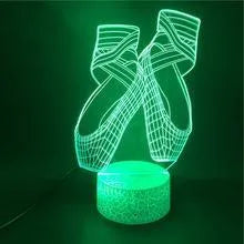 Ballet 3D LED night light with remote control showing seven colour gradient on acrylic board with ABS base