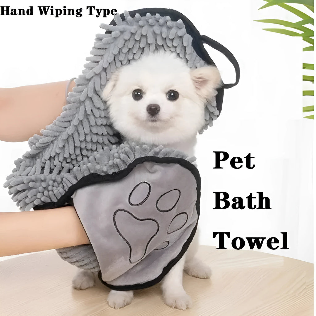 Pet bath robe towel in blue colour showing 62x23cm size for dog and cat drying