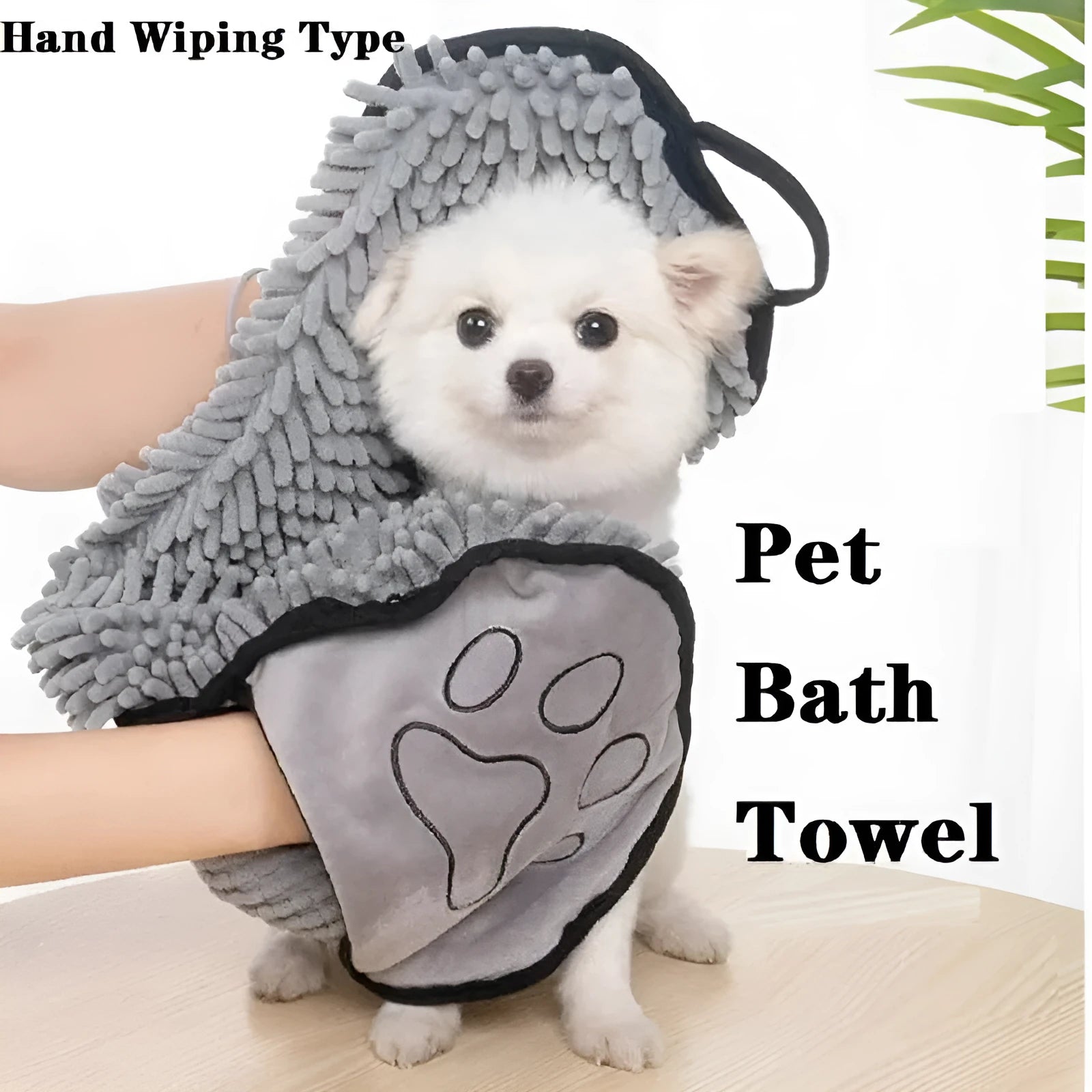 Pet bath robe towel in blue colour showing 62x23cm size for dog and cat drying