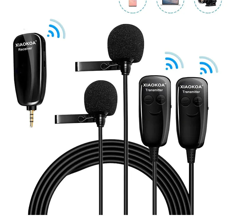 Black lavalier microphone with 3.5mm plug for mobile phone voice recording