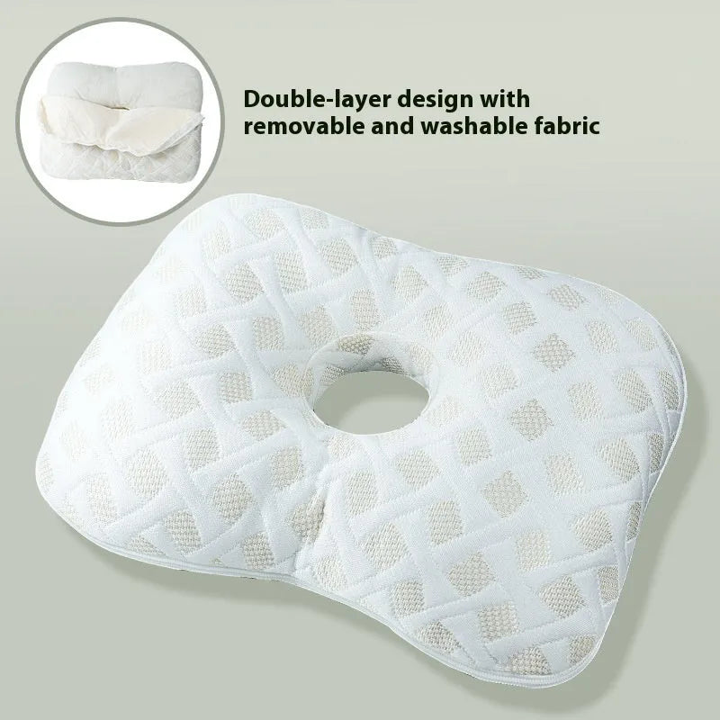 Beauty salon single hole ear pillow for face down treatments, shown in a colour option with detachable cover.