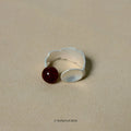Silver tone alloy ring and bracelet set with a small stewed pork motif on diamond-shaped charms.