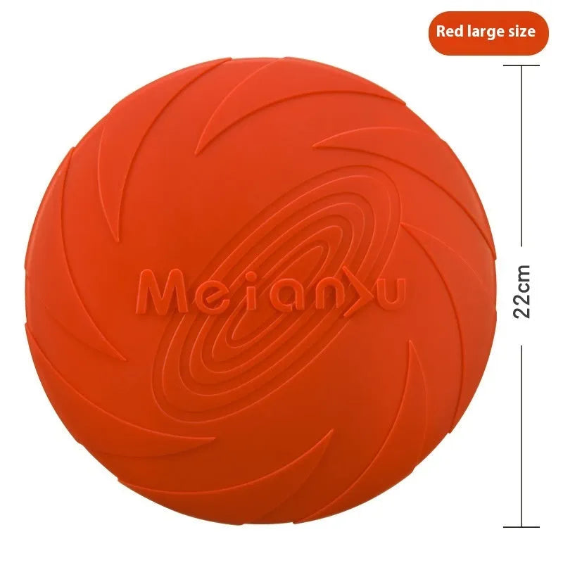 Soft rubber dog frisbee in multiple sizes and colours for outdoor walking and play
