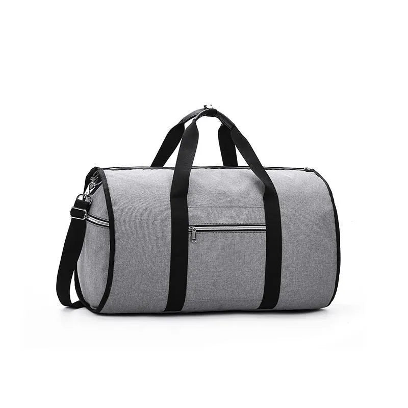 Red cylinder-shaped travel bag made from Oxford cloth with a zipper closure.