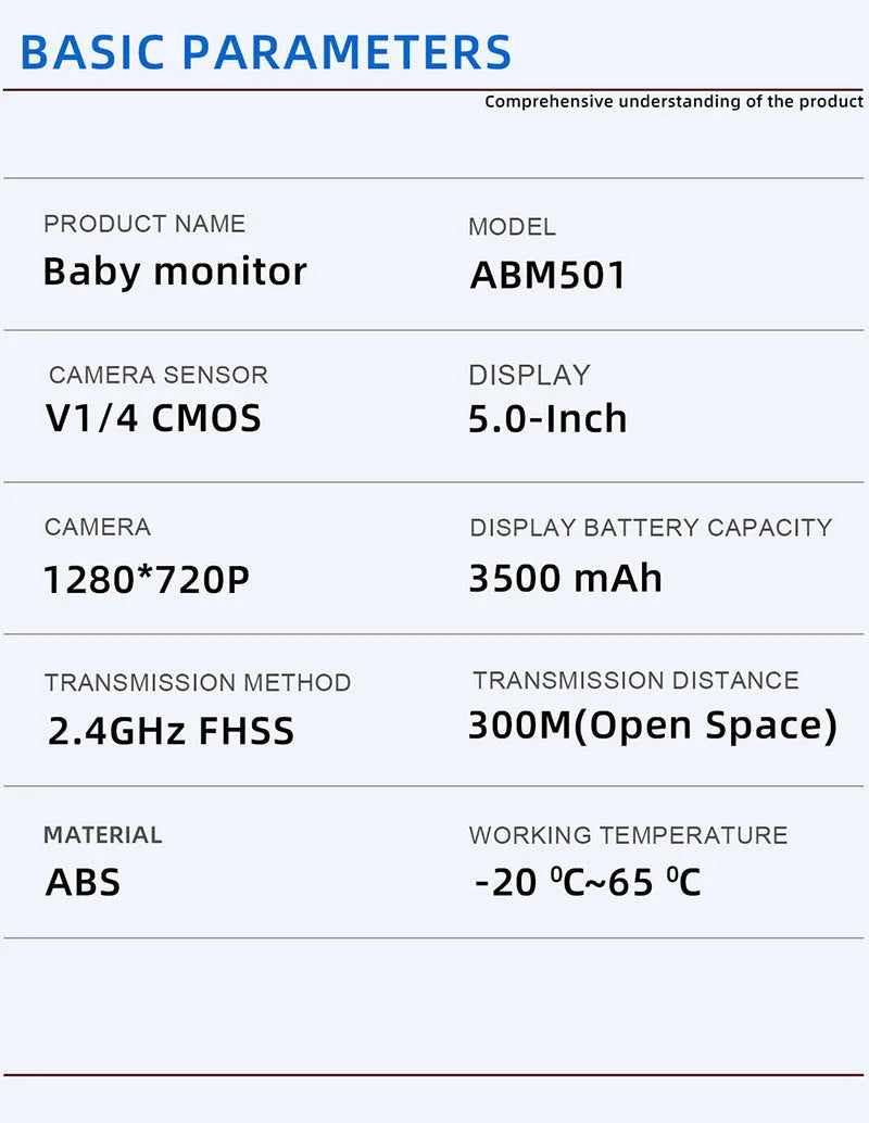 White HD wireless baby monitor with 5-inch screen showing baby nursery monitoring display