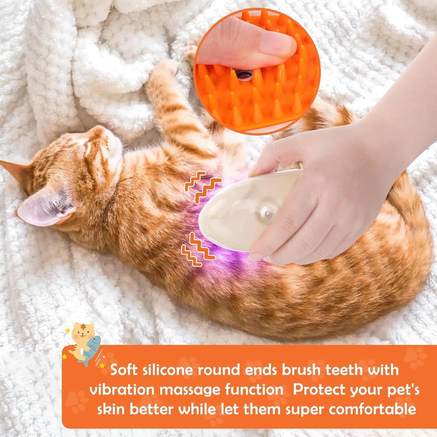 Yellow 4-in-1 cat steam brush with ringworm detector, water reservoir, and silicone grooming teeth