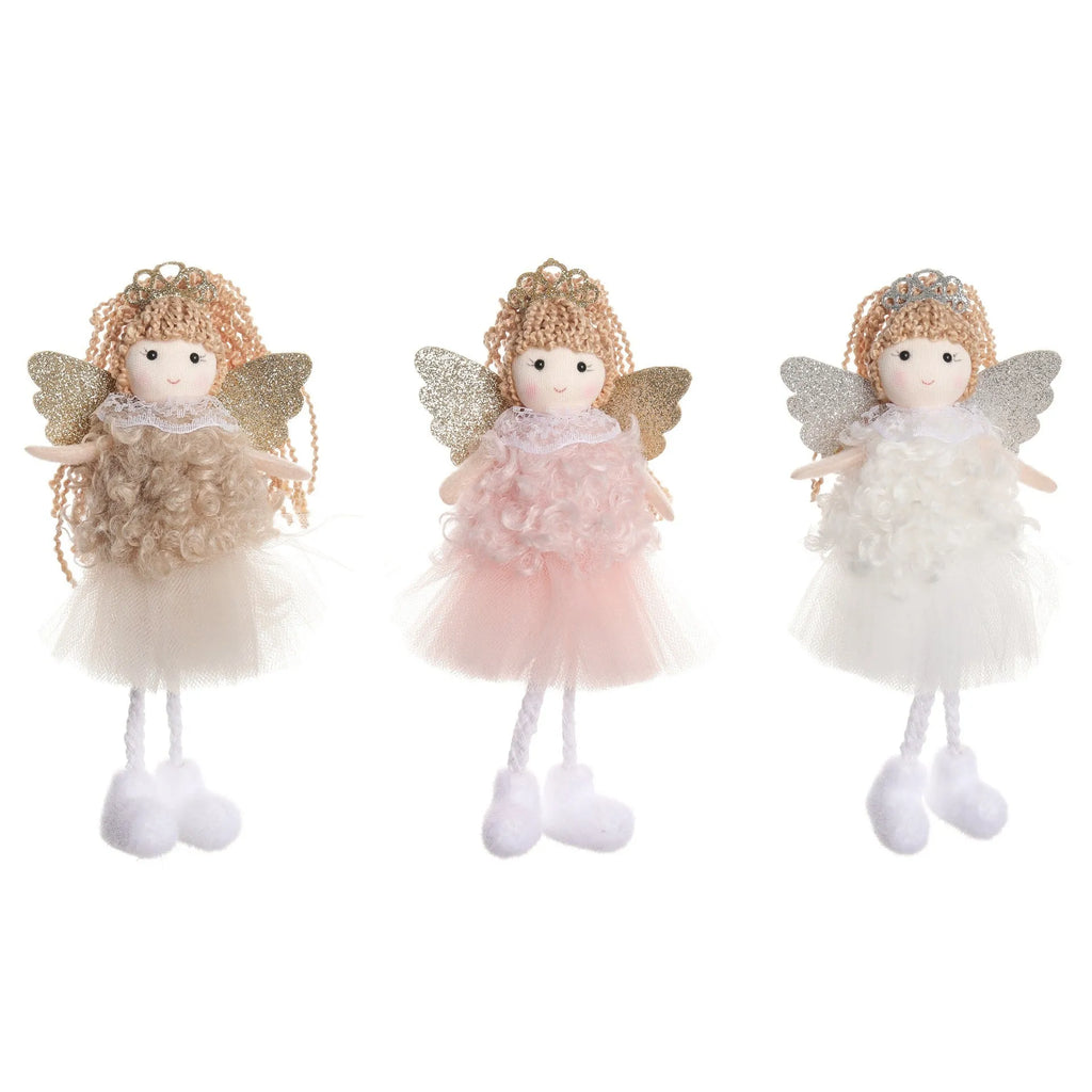 Girl's Christmas angel hair pendant in fabric with high ponytail attachment