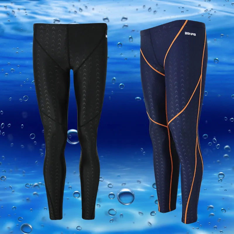 Men's black nylon cropped swimming trunks with a line detail, briefs style for swimming and sports.