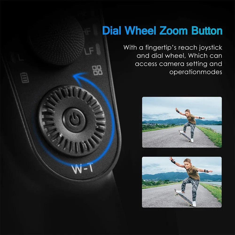 Black three-axis handheld gimbal stabilizer for mobile phones with extended battery and tripod