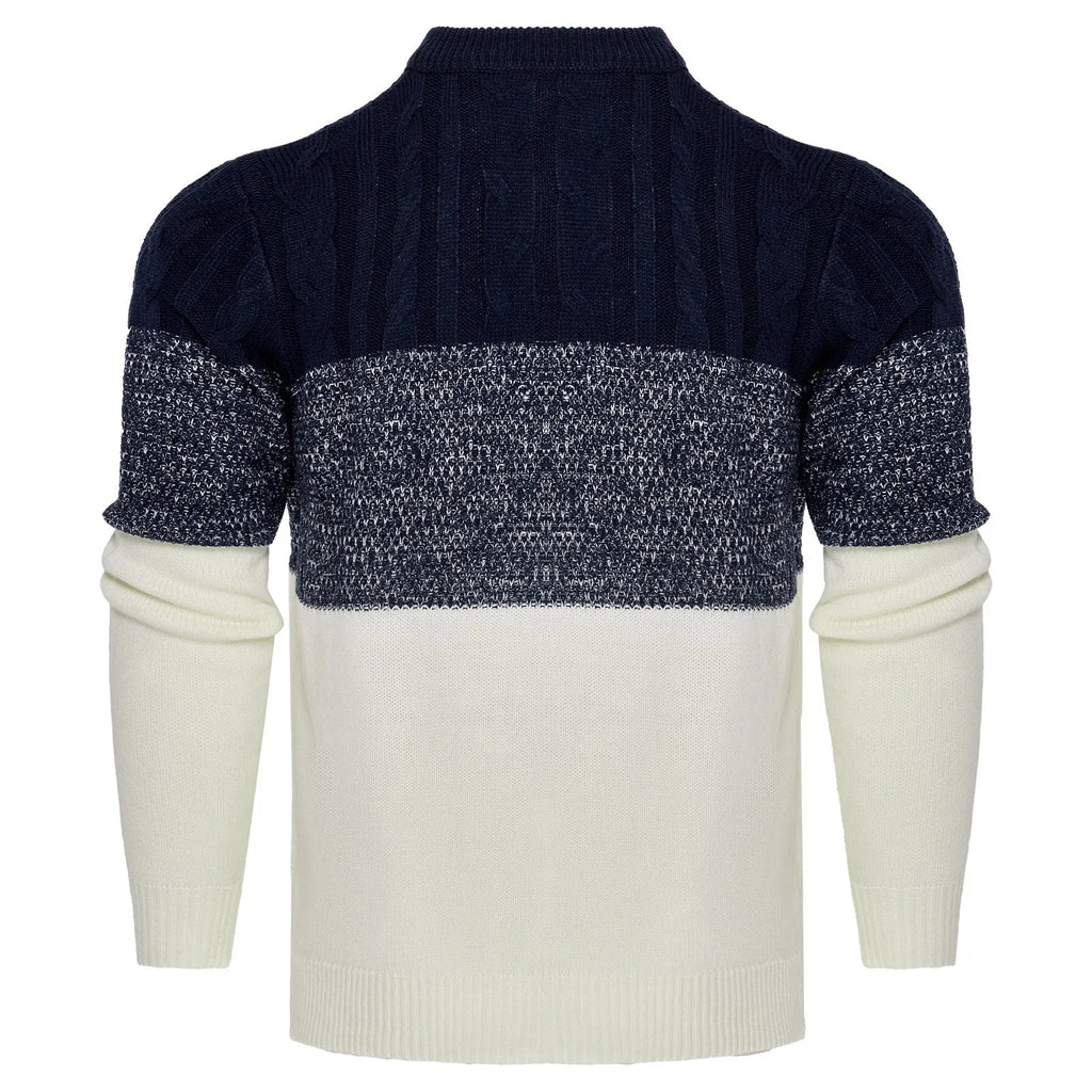 Men's knitted crew neck pullover sweater in long sleeves for winter